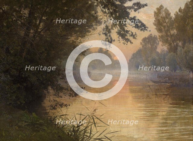 Sunset at the Banks of the Loing, 1896. Creator: Jean Henri Zuber.