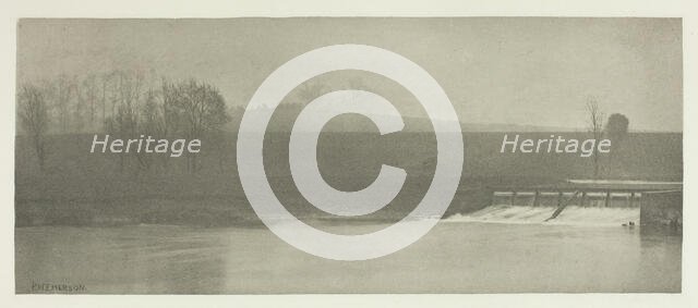 A Rainy Day at Flander's Weir, 1880s. Creator: Peter Henry Emerson.