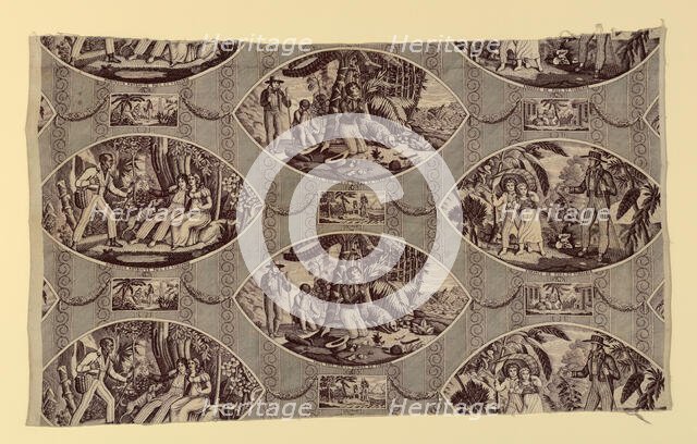 'Paul and Virginie', Furnishing Fabric, France, after 1818. Creator: Oberkampf Manufactory.