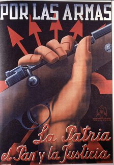 Spanish Civil War (1936-1939), poster 'Por las armas' (For weapons), original by Cabanas, publish…