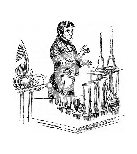 Michael Faraday lecturing at the Royal Institution, London, 1835 (20th century). Artist: Unknown