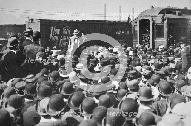 Eugene Victor Debs, American Union leader, addressing a crowd, 20th century. Artist: Unknown