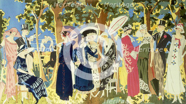 Boxing in a London Park, from Art Gout Beaute, pub. 1923 (pochoir print)