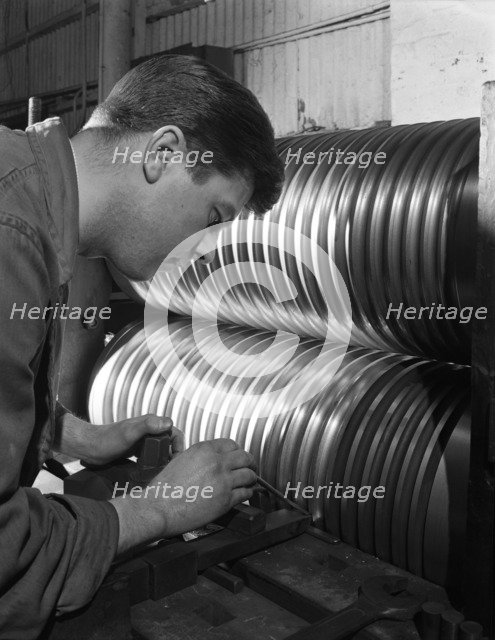 Roll turning at the Edgar Allen Steel Foundry, Sheffield, South Yorkshire, 1962. Artist: Michael Walters