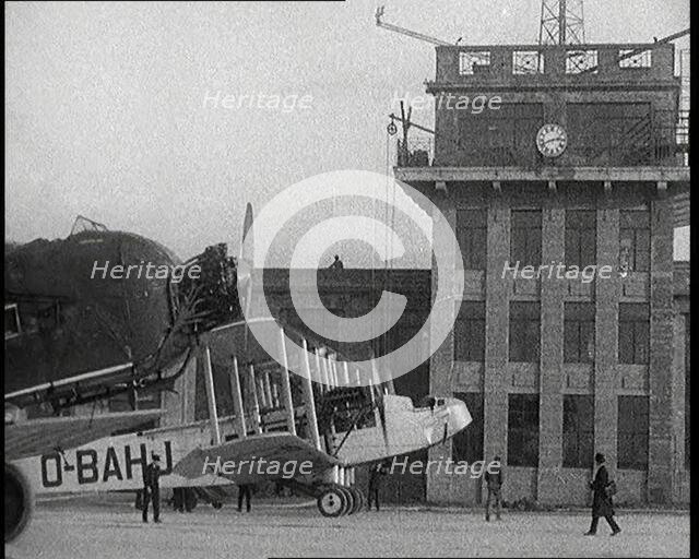 Various Aeroplanes Taxiing Along the Ground, 1920s. Creator: British Pathe Ltd.
