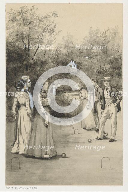 Men and women play croquet, 1905 or earlier.  Creator: Anna Maria Kruijff.