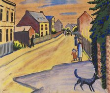 Sunny street with a dog , 1911. Creator: Macke, August (1887-1914).