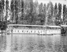 View of the Stella houseboat on the River Thames, Henley-on-Thames, Oxfordshire, c1860-c1922. Artist: Henry Taunt