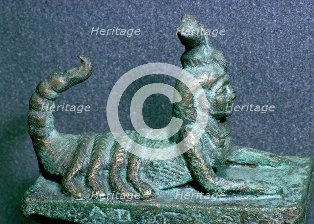 Egyptian lid of a bronze receptacle for a dead scorpion. Artist: Unknown