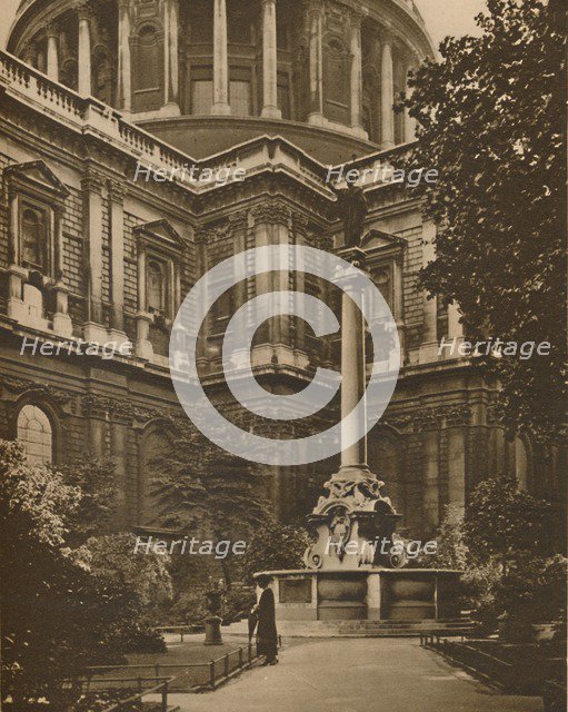 'Memorial in St. Paul's Churchyard of the Cross Destroyed By The Roundheads', c1935. Creator: Donald McLeish.
