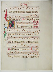 Manuscript Leaf with Initial L, from an Antiphonary, Italian, 15th century. Creator: Unknown.
