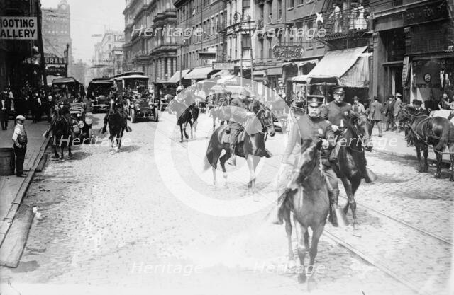 Chief Copelan protecting car in strike, between c1910 and c1915. Creator: Bain News Service.
