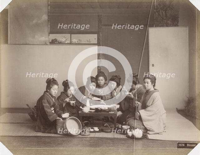 Japanese women at a meal, Between 1870 and 1890. Creator: Anonymous.