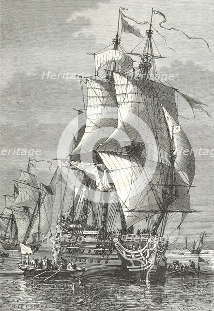 Triumph of Duquesne over Ruyter, at Messina, (1672), 1870. Creators: Jules-Achille Noel, C Laplante.