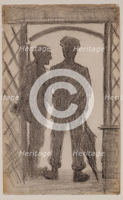 Two Figures in a Doorway, between 1860 and 1897. Creator: Homer Dodge Martin.