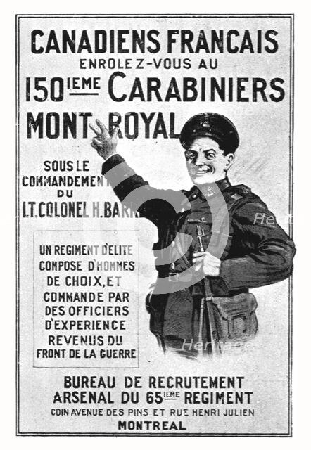 'L'effort Canadien; Un appel, par affiche, Aux Canadiens francais', 1914. Creator: Unknown.