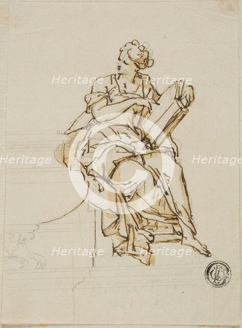 Wisdom: Unexecuted Design for the Monument to the First Duke of Marlborough, c. 1733. Creators: John Michael Rysbrack, Sir James Thornhill.