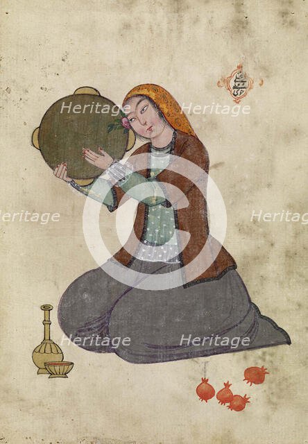 A woman playing the tambourine. Creator: Kuli Mili Hoi.