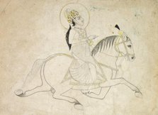 Jai Singh III of Jaipur (r. 1818-1835) Riding, c. 1820. Creator: Unknown.