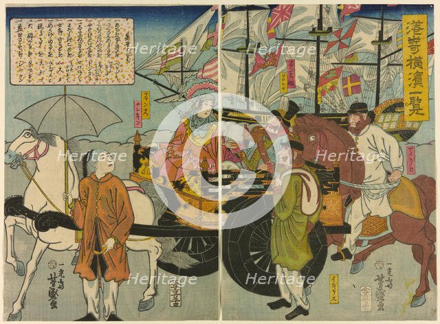 View of Miyozaki in Yokohama (Miyozaki Yokohama ichiran), 1860. Creator: Utagawa Yoshimori.