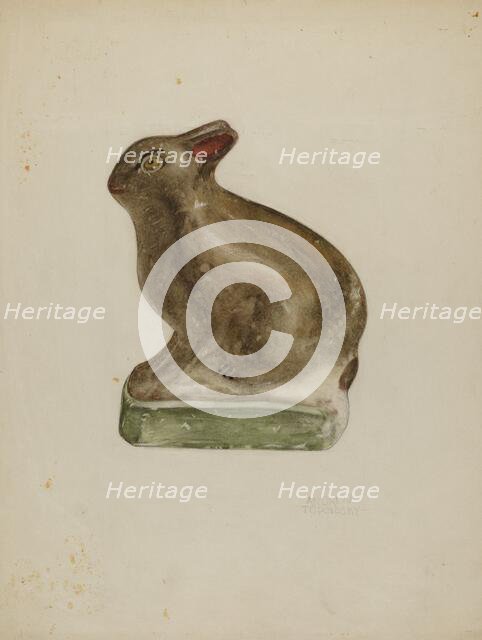 Seated Chalkware Rabbit, c. 1939. Creator: Andrew Topolosky.