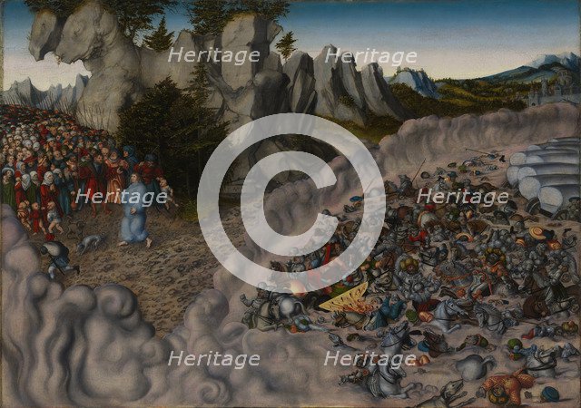 The Crossing of the Red Sea (Pharaoh's Hosts engulfed in the Red Sea), 1530. Artist: Cranach, Lucas, the Elder (1472-1553)