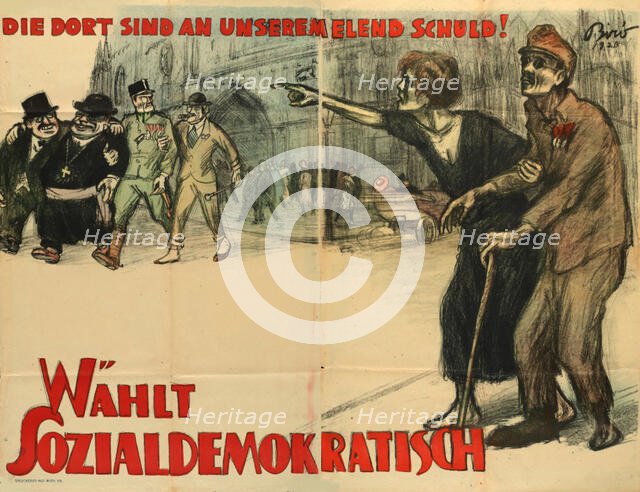 They are to blame for our misery! Vote social democratic, 1920. Creator: Bíró; Mihály (1886-1948).