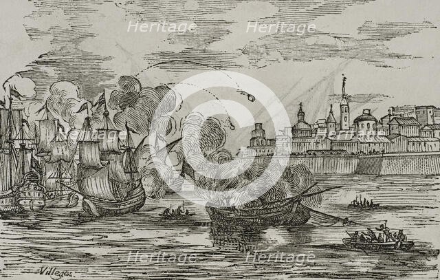 Assault on Cadiz, 1797, (1851). Creator: Unknown.