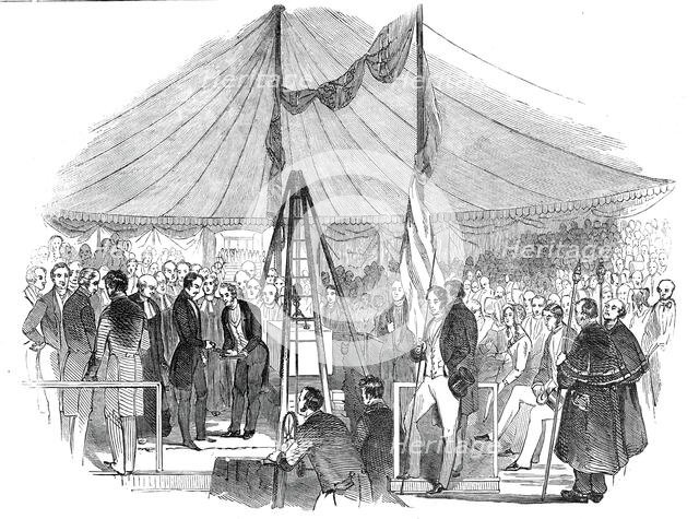 Prince Albert laying the foundation stone of St. Mary’s Hospital Paddington, 1845. Creator: Unknown.