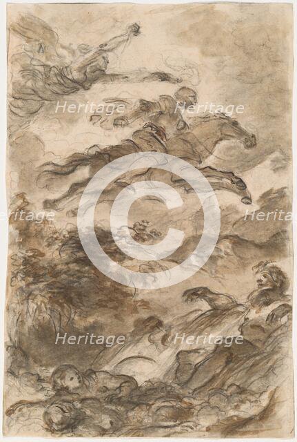 Rinaldo, Astride Baiardo, Flies Off in Pursuit of Angelica, c. 1795. Creator: Jean-Honore Fragonard.