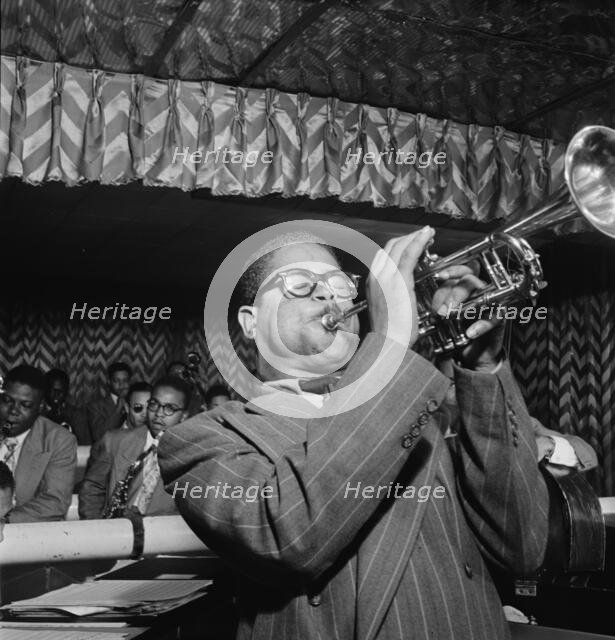 Portrait of Dizzy Gillespie, John Lewis, Cecil Payne, Ray Brown, and Miles Davis..., New York, 1946. Creator: William Paul Gottlieb.