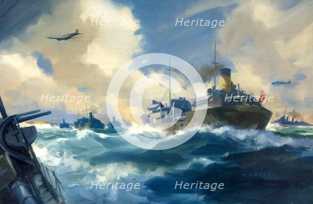 Convoy scene, between 1939 and 1946. Creators: Central Office of Information, Frank Wootton.