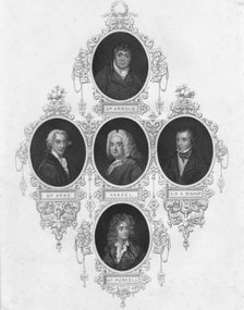 Medallion portraits of British composers, (early-mid 19th century).  Creator: Unknown.