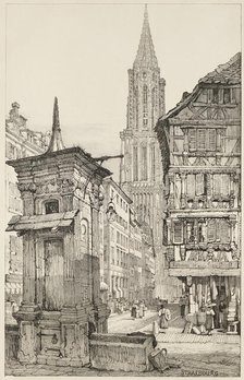 The Rue Mercière and west Front of Strasbourg Cathedral, 1833. Creator: Charles Joseph Hullmandel.