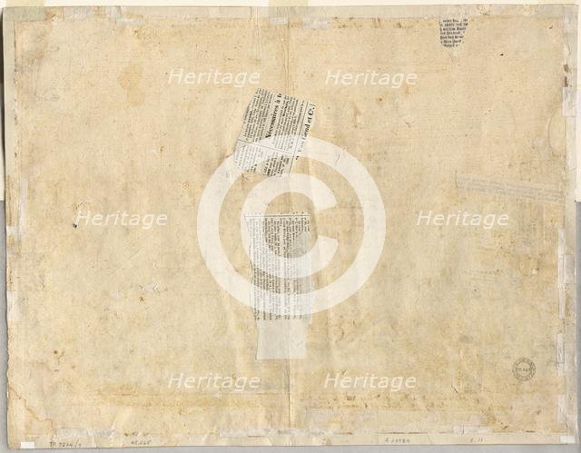 Tracing of a Fountain from Recto and Sketches of Two Faces (verso), 1665. Creator: Lievin Cruyl (Flemish, c. 1640-c. 1720).