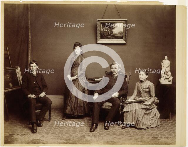 Self-Portrait with son Ashley and daughters Harriet and Nellie, c.1887. Creator: Henry Hamilton Bennett.