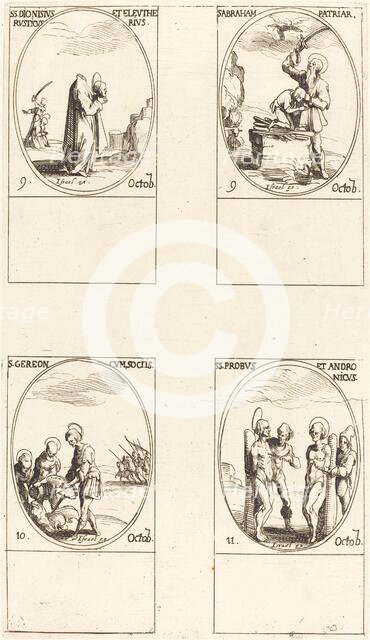 St. Dionysius, Rusticus & Eleutherius; St. Abraham; St. Gereon & Companions; Sts. Pro. Creator: Jacques Callot.