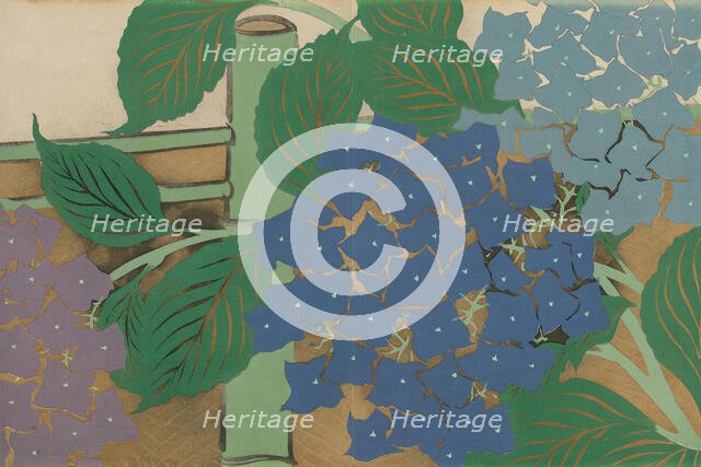 Hydrangea (Ajisai). From the series "A World of Things (Momoyogusa)", 1909-1910. Creator: Sekka, Kamisaka (1866-1942).