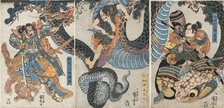 Yegara Heita Tanenaga, Izumi Kojiro Chikahira and Wada Kojiro Yoshishige battling a giant python.