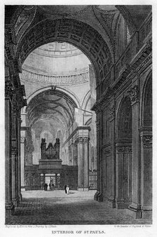 Interior of St Paul's Cathedral, City of London, 1816.Artist: Hobson