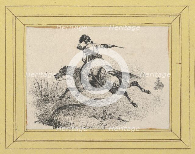 Soldier on galloping horse, mid-19th century. Creator: Victor Adam.