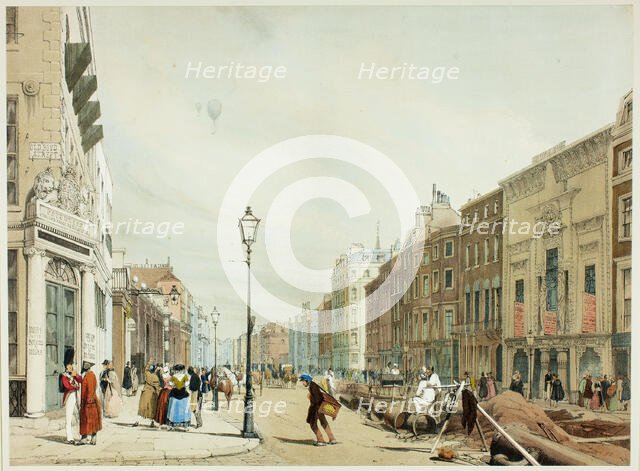 Piccadilly, Looking Towards the City, plate seventeen from Original Views of London as It Is, 1842. Creator: Thomas Shotter Boys.