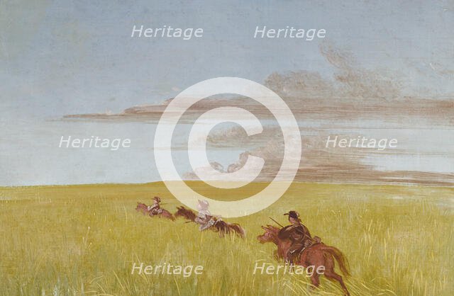 Bogard, Batiste, and I, Traveling through a Missouri Bottom, 1837-1839. Creator: George Catlin.