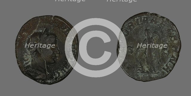 Sestertius (Coin) Portraying Emperor Gordianus, 238-244. Creator: Unknown.