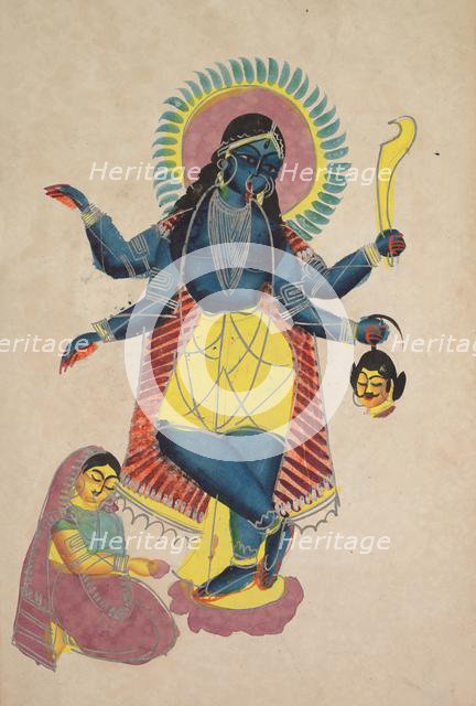 Krishna as Kali Worshipped by Radha, 1800s. Creator: Unknown.