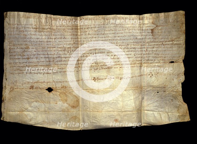 Execution of the will of the Count of Barcelona Wilfred II (+ 26 - April-911), parchment document…