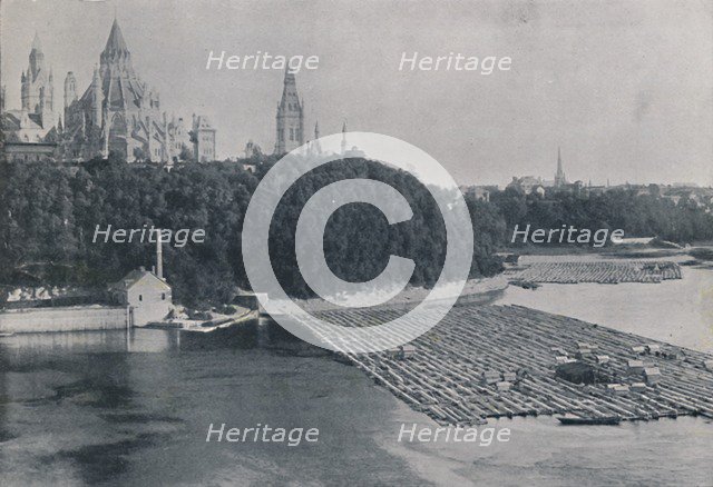 'View of Ottawa, with Log-Rafts', 1924. Artist: Unknown.