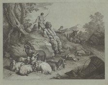 Seated Shepherd before a Flock of Goats, after 1766. Creator: Francesco Londonio.