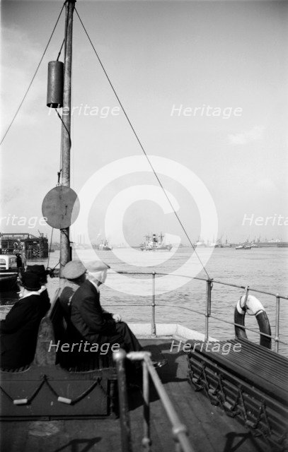 A view of shipping near Gravesend, Kent, from the stern of a passenger ferry, c1945-c1965. Artist: SW Rawlings