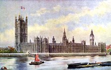 The Houses of Parliament from Lambeth Palace, Westminster, London, c1905. Artist: Unknown